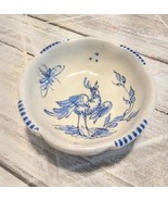 Delft Pottery? Round Trinket Dish White W/Blue Birds/Floral X Stamped On... - £7.38 GBP