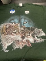 Wildlife Adventure Graphic Find The 9 Wolves T-Shirt Large Green Wolf Coyote - £13.44 GBP