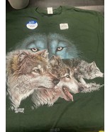 Wildlife Adventure Graphic Find The 9 Wolves T-Shirt Large Green Wolf Co... - $23.37 CAD