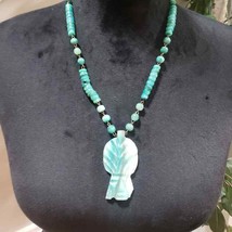 Womens Fashion Ocean Turquoise Color Necklace Chunky Beaded Pendant Necklace - £22.45 GBP