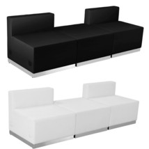 Black White 3 Pc Leather* Sectional Reception Office Hotel Conference Living Rm - £1,111.07 GBP