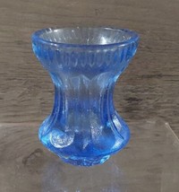 Vintage Blue Glass Toothpick Holder 2.5&#39;&#39;x2 Hourglass Shape - £9.72 GBP