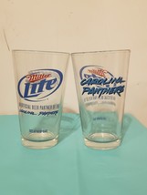 Lot Of 2 Set Carolina Panthers Miller Lite Beer Drinking Glasses Tumbler... - £19.16 GBP