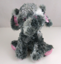 Anico Int. Gray &amp; Pink Elephant Super Soft Fluffy 10&quot; Plush - £11.38 GBP