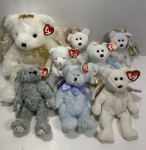 Ty Beanie Baby Lot of 8 White Angels with Wings Halo, Halo II, Herald Di... - £31.33 GBP