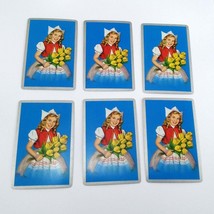 Set of 6 Dutch Girl Holding Flowers Playing Cards for crafting collage r... - £1.76 GBP