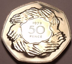 Great Britain 50 Pence, 1973 Proof~Britain Entry in The E.E.C~Nine Clasped Hands - £6.88 GBP