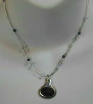 Lia Sophia Silver-tone Triple Wired Blue Bead Necklace - £7.51 GBP