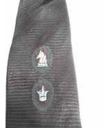 Vintage Black Blue Embroidered clip on Tie necktie Horse Crown - $186.00 MXN