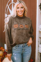 Brown Let&#39;s Get Smashed Halloween Pumpkin Graphic Sweatshirt - £24.84 GBP