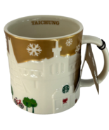Taichung Taiwan Starbucks Coffee Mug 16oz Relief 3D Christmas Gold  Seri... - $1,410.79 MXN