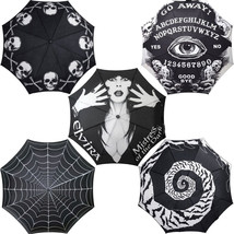 Kreepsville 666 Black Rain Umbrella Elvira Skull Crossbones Ouija Bats Goth NWT - $40.60+