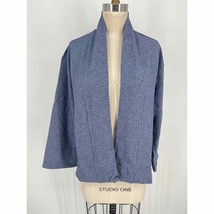 NWT Ministry of Supply Women&#39;s Fusion Terry Cardigan Sz M Heather Blue - £57.56 GBP