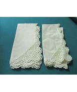 Linen Hand Made Crochet Lace 2 Napkings 16 X 16&quot;  - $675.18 MXN