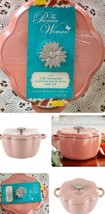 Pioneer Woman ~ Pink Flower ~ 3 Quart ~ Enameled ~ Cast Iron ~ Dutch Oven w/Lid - £54.83 GBP