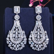 G white cubic zirconia large long geometry drop dangle earrings for ladies party earing thumb200