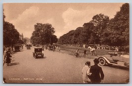 Rotten Row London Postcard Old Fashioned Cars Vintage Clothes - £15.88 GBP