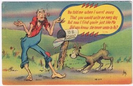 Postcard Comic You Told Me When You Went Away You Would Write Never Wrote To Pa - $4.94