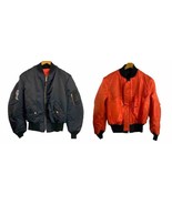 VTG Reversible Branded Garment MA-1 Bomber Pilot Jacket Camel Big Vegas ... - $90.24