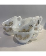 Federal Glass Heat Proof Teacup Coffee Cups Gold Leaf Atomic Vintage MCM - $52.08 CAD