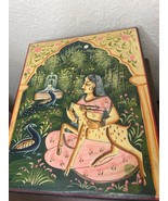Hand Painted Wooden Box Mughal Hand Painted Jewelry Trinket Box - $44.53