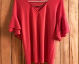 NWT Calvin Klein Womens Blouse Coral/Pink metal gold Necklace accent Siz... - $31.67