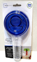 Mason Jar Infuser Lid Wide Mouth with Opening for Straw Blue New Sealed - £6.04 GBP