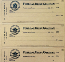 1920 Federal Trust Checks Lot of 3 City Hotel Waterville Maine 529-531 F... - $29.99
