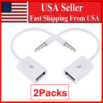 2X 3.5Mm Male Audio Plug Jack To Usb 2.0 Female Converter Cable Cord Car Mp3 - £15.81 GBP