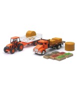 Newray Kubota Farm Playset With M5 Tractor Truck Trailer Bales And Crate... - £49.49 GBP