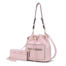 Mkf Larissa Vegan Leather Women’S Bucket Hobo Bag with wallet- BRAND NEW- PINK - £106.38 GBP