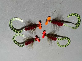 2022 -- Spinner Red Chartreuse Curly Tail woolly&#39;s , Size 6 , Sold per 6... - £6.21 GBP