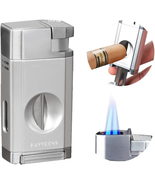 Torch Lighter with the V Cutter, Refillable Butane Double Jet Flame. Win... - $60.28 CAD