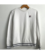 FILA Sweater S White Tennis Tippi Stripe Knit Crew Neck Logo Patch Pullover Top - $18.50