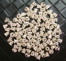 100 Earring backs bullet clutches strong basic no tip Silver plated FPE100B - £3.07 GBP