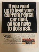 1988 Budget Rent A Car Vintage Print Ad Advertisement  pa5 - $7.91