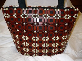 Gorgeous African Hand Made Wood Beaded Purse Made in Kenya Large Size - $62.30