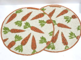 Isaac Mizrahi Easter Bunny Rabbit Carrots Beaded Placemats Set of 2 NEW - £47.39 GBP