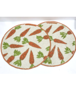 Isaac Mizrahi Easter Bunny Rabbit Carrots Beaded Placemats Set of 2 NEW - £48.06 GBP