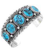 Navajo BIG BOY TURQUOISE NUGGETS STERLING SILVER BRACELET, Mens Cuff s7-8.5 - £699.08 GBP+