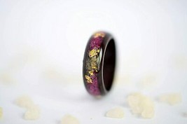 Vytvir 5 Year Anniversary Wood Ring With Purple Orchid and Gold Flakes. Size 8 - $55.00