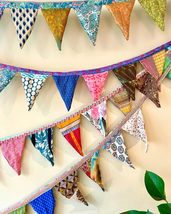 Colorful Fabric Bunting Banner Prop Wedding Decoration Handmade Bunting ... - $18.62+