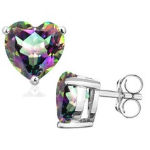 5MM Heart Cut Mystic Topaz 1CTW Stud Earrings in Sterling Silver - $36.00