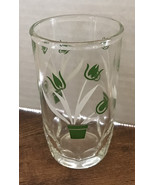 Green Tulips In Flower Pots Swanky Swig Tumbler Depression Glass Mint - $13.52 CAD