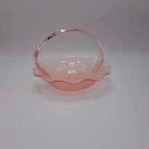 Mikasa Vintage Candy Dish Basket Pink Ribbed Handle Frosted Underside - $23.17