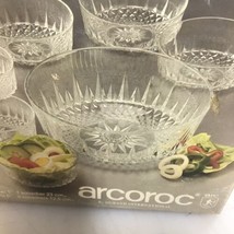 7 Pc VTG Diamant Arcoroc France Salad Fruit Bowl Serving Set Tempered Glass NIB - £12.69 GBP