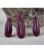 NATURAL UNTREATED RUBY CARVED DROPS 3 PC 60.35 CT GEMSTONE PENDANT EARRI... - £3,113.49 GBP