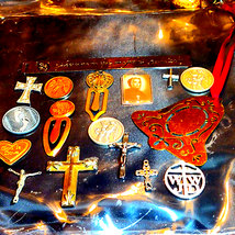 Religious lot of vintage bookmarks~ pocket crosses and pocket prayer coins - £23.35 GBP