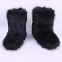Winter Thigh High Fluffy Boots Ladies Furry Faux Fox Fur Long Warm Shoes Women N - £60.34 GBP