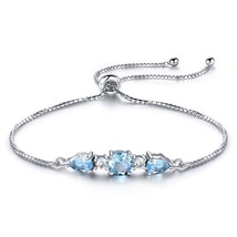 Solid 925 Sterling Silver Bracelets & Bangles For Women Natural Sky Blue Topaz A - £37.44 GBP